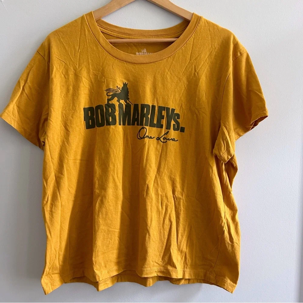 Bob Marley One Love Crop Boxy Graphic Tee Women's XL Yellow - Picture 1 of 4